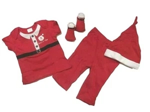 Baby Boys Christmas Holiday 🎅 Santa Lil Helper 4 Pc Layette Set Macy's 6 -12 mo - Picture 1 of 4