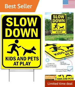 Premium Double-Sided Slow Down Signs for Neighborhoods: Coroplast Yard Signs - Bild 1 von 9