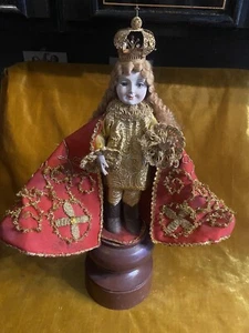 Antique Vintage Religious Santo Doll Wooden Base Large 21 1/2” Tall - Picture 1 of 9