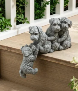 4 Schnauzer Hund Gartenschmuck Statue Deko Garten Innen/Außen Statue - Bild 1 von 2