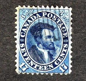 Canada 1859 -64, Scott No. 19, VF, Seventeen cents Jacques Cartier, used. - Picture 1 of 2