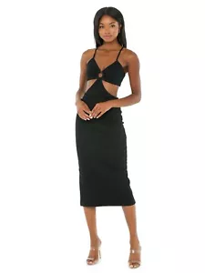 RUNAWAY THE LABEL Women Size 4/Small Black Maxi Hula Cut-Out Dress MSRP $85 New - Picture 1 of 8