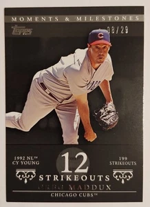 GREG MADDUX 2007 TOPPS MOMENTS & MILESTONES 12 STRIKEOUTS 18/29 CUBS #13  A2 - Imagen 1 de 2