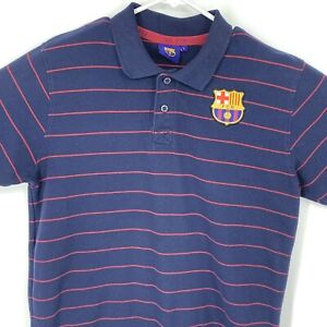 FC Barcelona Polo Shirt Mens Large Stripes Football Soccer