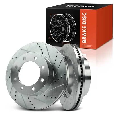 2 piezas rotores de freno delanteros perforados para Ford F-250/F-350/F-450 Super Duty 4x4 solamente Foto 1 de 4