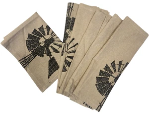 VHC Brands April & Olive Windmill Napkins Set of 6 – 18x12 - 100% Cotton - Picture 1 of 4