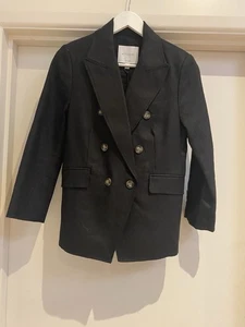 WITCHERY Black Linen Blazer Size 4 BNWT $349 RRP - Picture 1 of 3