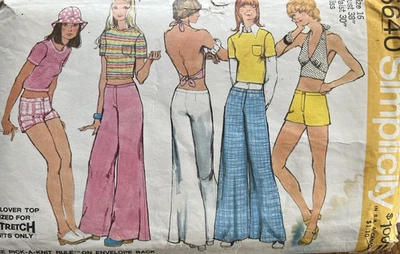 Simplicity 5640 Halter Top, Bell Bottom Pants & Shorts sewing pattern 16 bust 38 - Image 1 of 2