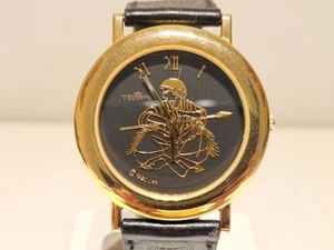 VINTAGE RARE LUXURY 40mm GOLD PLATED MEN'S QUARTZ WATCH "TEMPIC" EGYPT WARRIOR - Picture 1 of 16