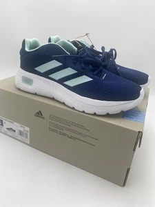 Adidas Women's Cloudfoam Comfy Lace Up Sneakers Shoes Casual US 8 Blue/White - Picture 1 of 11