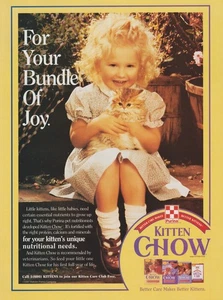 1997 Purina Kitten Chow - "For Your Bundle Of Joy"- Little Girl - Print Ad Photo - Picture 1 of 1