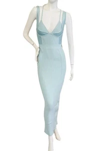 HERVÉ LÉGER Bustier Gown With Sheer Overlay Size S Retail $1250 - Picture 1 of 20