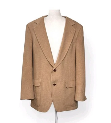 Vintage Barrister 100% Camel Hair Blazer Men’s Size 44R Large Union Made USA Tan - Image 1 of 4