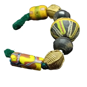 AFRICAN VENETIAN TRADE BEADS ANTIQUE KING BICONE MILLEFIORI LOST WAX & RESIN X7 - Picture 1 of 13