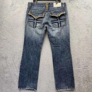 Five Four Herren Jeans Größe 36x34 Straight Leg Medium Wash Blau Denim Y2K Biker - Bild 1 von 11