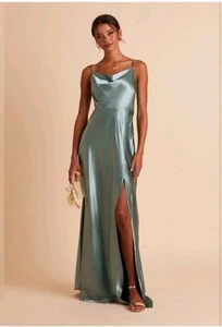 Neu BIRDY GREY Kleid Lisa-lang-Satin Dark Sea Glas SMALL Spaghetti Neu mit Etikett - Bild 1 von 4