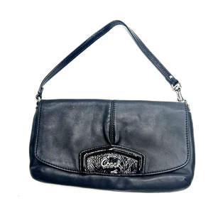 COACH Ashley Black Leather Wristlet Clutch Mini Bag Minimalist Y2K 2000s - Picture 1 of 9