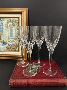 Set Of 4 ATLANTIS Champagne Crystal Cups 8.75” X 2 7/8", SIGNED - Picture 1 of 9