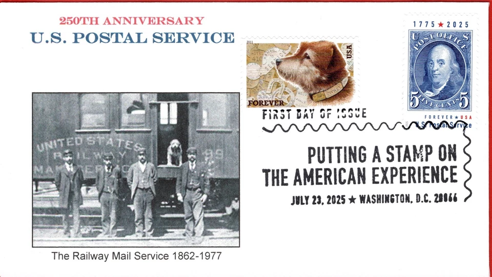 USPS 250th Anniv., Railway Mail Service,  Owney, Dog, COMBO, First Day Cover #7B - Image 1 of 1