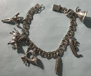 H.Ro. vintage Bracciale con ciondoli catena a maglie in argento 830 8". - Foto 1 di 5