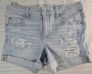 American Eagle Next Level Stretch helle Waschung destructed Jeansshorts Damen 8 - Bild 1 von 6