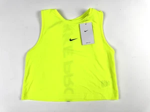 Nike Pro Dri-FIT Big Kids Training Tank Top Volt Yellow High Neck Cropped L NWT - Picture 1 of 5