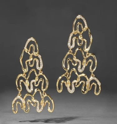 Brinco grande lustre cristal dourado Alexis Bittar Solanales - Imagem 1 de 4