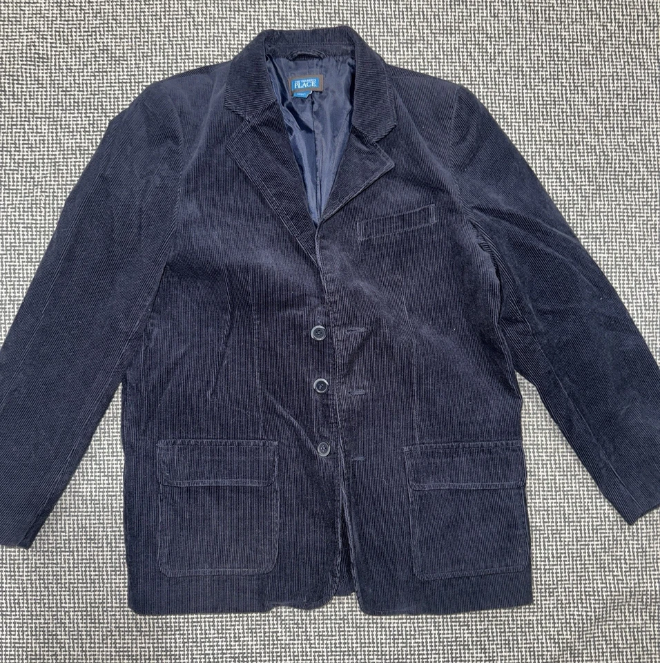 Youth Navy Corduroy Sport Coat With Pockets - Size 12 - Image 1 of 2