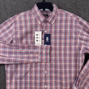 IZOD Men Comfort + Performance Woven Shirt Stretch Faded Rose Check Sz M NEW $65 - Picture 1 of 8