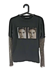 Alexander Wang Top Women M Blue Long Sleeve Graphic Print M7 - Picture 1 of 6