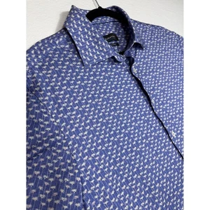 BUGATCHI Men's OOOH Cotton 8 Way tech Stretch Short Sleeve Button Up Shirt L - Picture 1 of 10