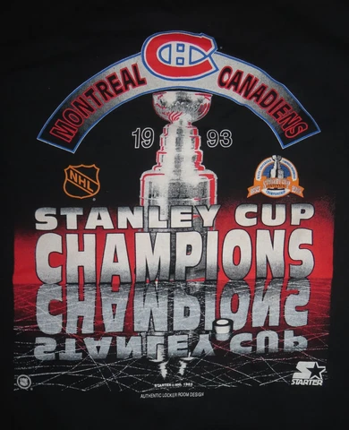 Starter 1993 MONTREAL CANADIENS STANLEY CUP Champions (XL) T-Shirt PATRICK ROY Cover