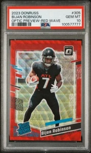 💥2023 Donruss Bijan Robinson Optic Preview Red Wave PSA 10 Rated Rookie Falcons - Picture 1 of 3