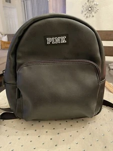 PINK brand Small Backpack In Black Faux Leather - Picture 1 of 17