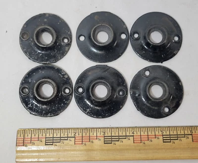 6 Lot Antique Victorian Cast Iron Doorknob Collar Escutcheon Rosette Hardware - Image 1 of 4