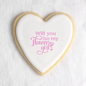 Plantilla de galletas Will You Flower Girl - plantillas Mylar duraderas y reutilizables - Imagen 1 de 6
