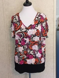 NWOT Dana Buchman Women's Top Blouse Shirt. Sz L.  Floral - Picture 1 of 6