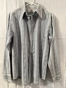 VTG 90s BC Ethic Club Shirt Men's L Gray Blue Green Patterned Party Long Sleeve - Picture 1 of 8