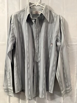 VTG 90s BC Ethic Club Shirt Men's L Gray Blue Green Patterned Party Long Sleeve - Image 1 of 4