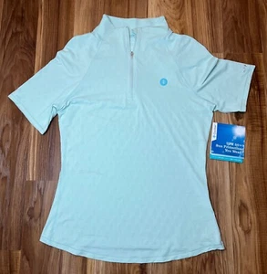 Coolibar Women 1/4 Zip Upf 50 Golf Sun Block Protection Short Sleeve Shirt - Picture 1 of 7