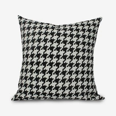 Houndstooth pillow cushion covers black euro sham cover decorative throw pillows - Image 1 of 4