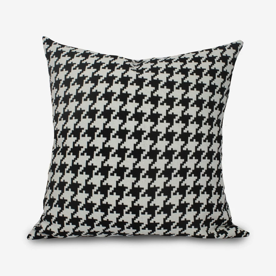 Houndstooth pillow cushion covers black euro sham cover decorative throw pillows - Image 1 of 4