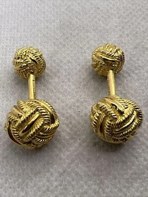 TIFFANY & Co SCHLUMBERGER 18K Yellow Gold DOUBLE WOVEN KNOT Mens Cufflinks 18.5g - Image 1 of 4
