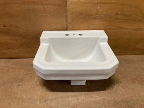 Vtg Mid Century Ceramic White Porcelain Bathroom Wall Sink Old Gerber 402-22E Cover
