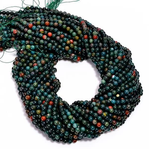 Natural Bloodstone Gemstone Round Shape Smooth Beads 4X4.5 mm Strand 15" EB624 - Picture 1 of 3
