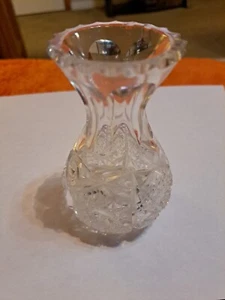 Early Pepi Herrmann Signed 1982 Hand Cut Crystal Vase With Chiped New Hampshire - Picture 1 of 9