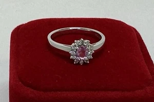 18 ct White Gold with Pink Sapphire and Diamond Women's Ring (RRP $2499) - Picture 1 of 12