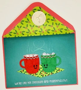 Filz heiße Kakaotassen Weihnachtskarte mit passendem Umschlag  - Bild 1 von 3