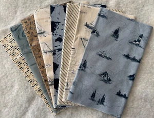 Moda Fabrics To The Sea & Longshore by Janet Clare - 8 long 1/4s. 2 metres - Picture 1 of 1