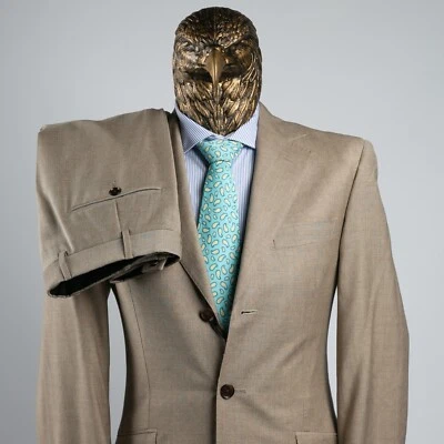 NWT $3250 PATRICK HELLMANN Pure Wool Super 100'S Suit Beige-Gray 36US/46IT LONG - Image 1 of 4